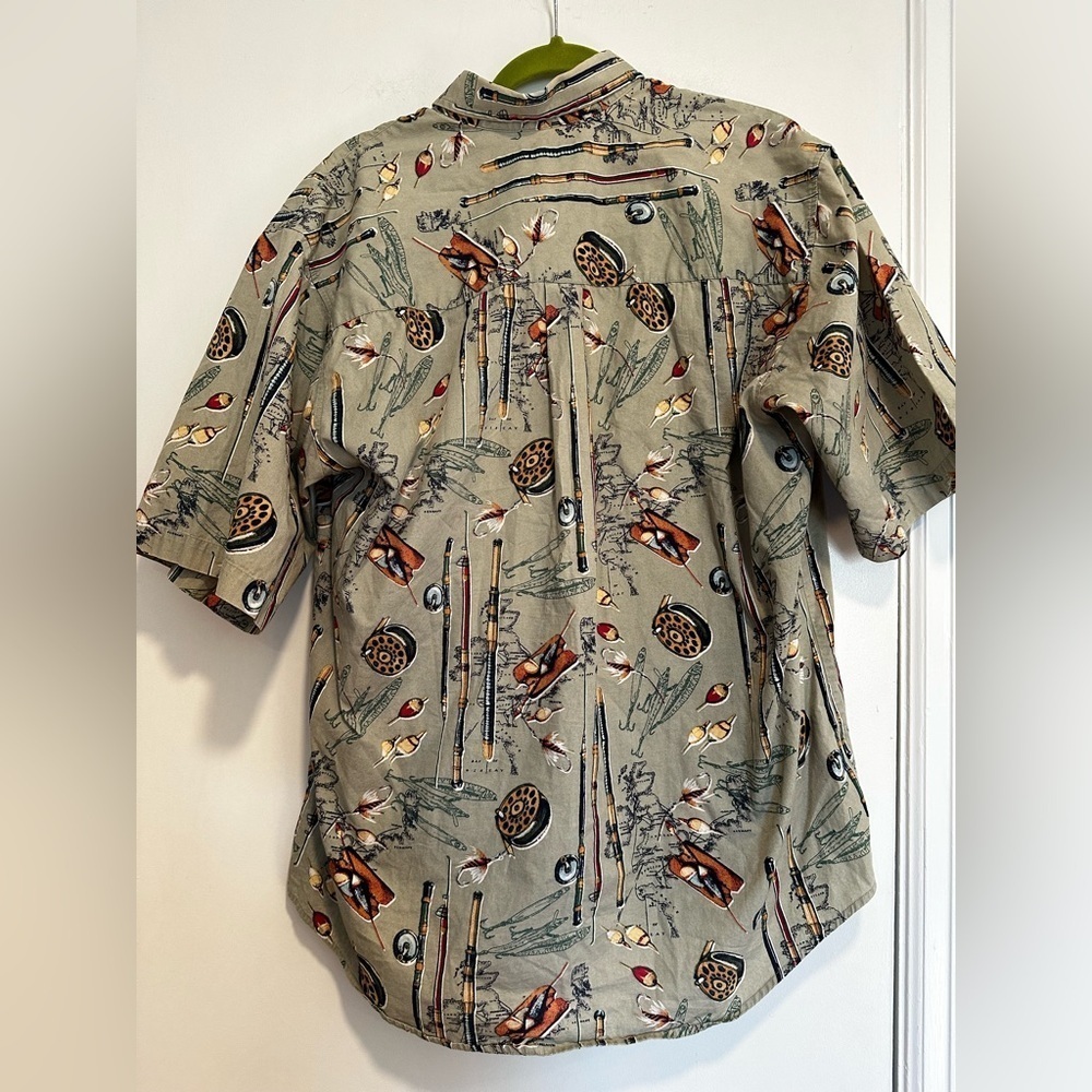 VTG 90s Natural Issue Men's Button Up Fishing Shirt XL All Over Print. - Picture 2 of 12